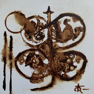 Original Abstract Coffee Painting, Coffee Decor